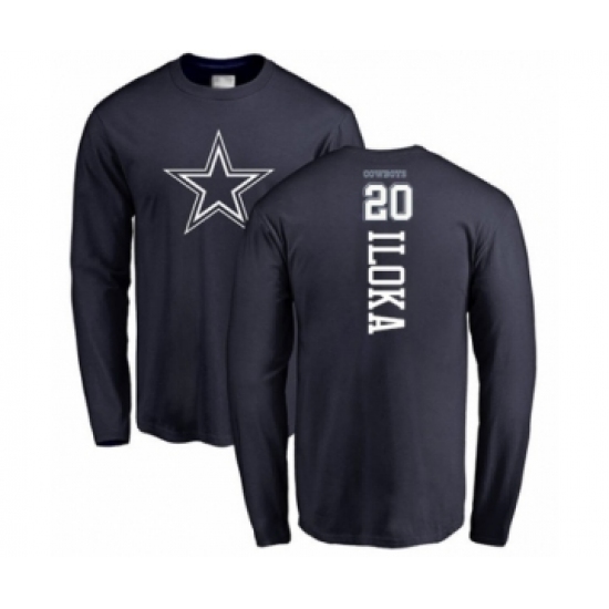 Football Dallas Cowboys #20 George Iloka Navy Blue Backer Long Sleeve T-Shirt - Jersey