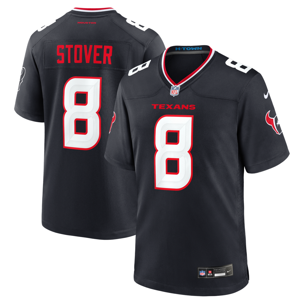 Men's Houston Texans Cade Stover Nike Navy Team Game Jersey - Jersey