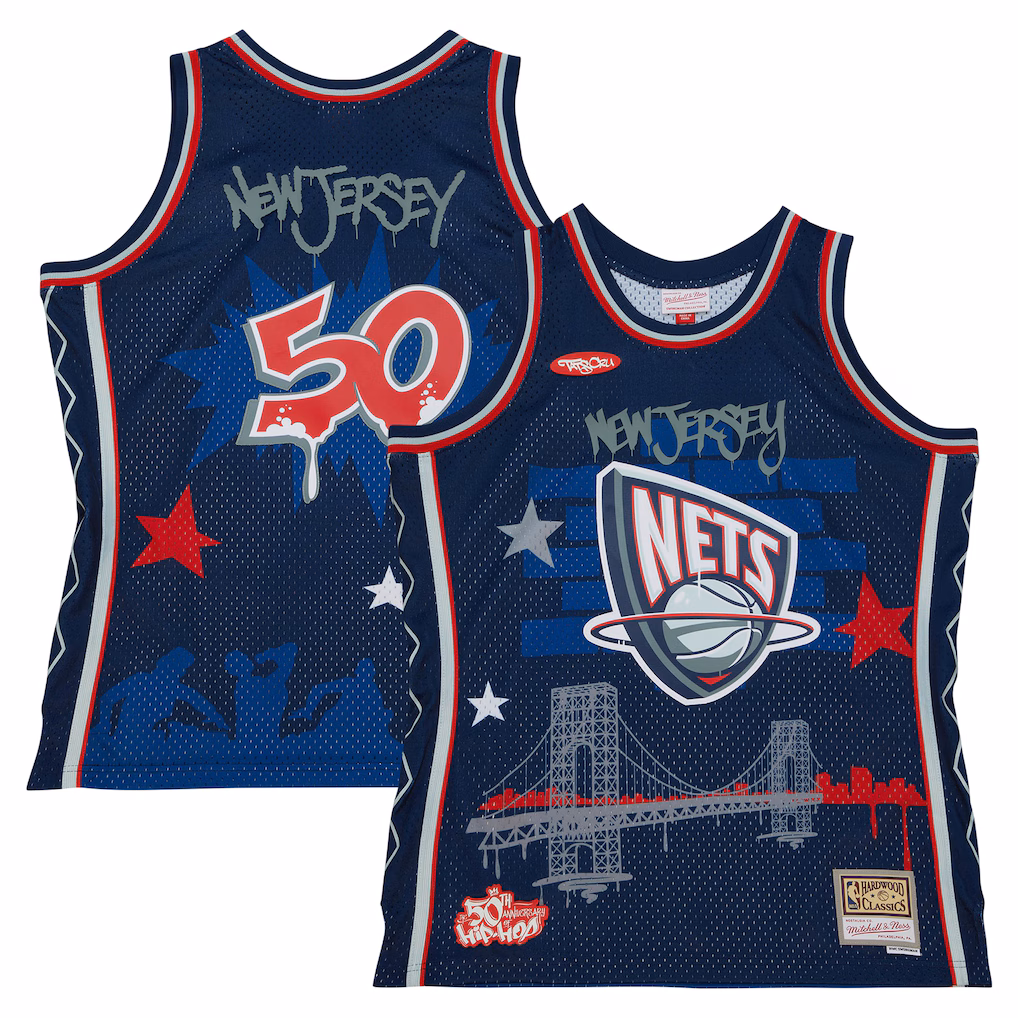 Men's New Jersey Nets Mitchell & Ness x Tats Cru Navy Hardwood Classics Fashion Jersey - Jersey
