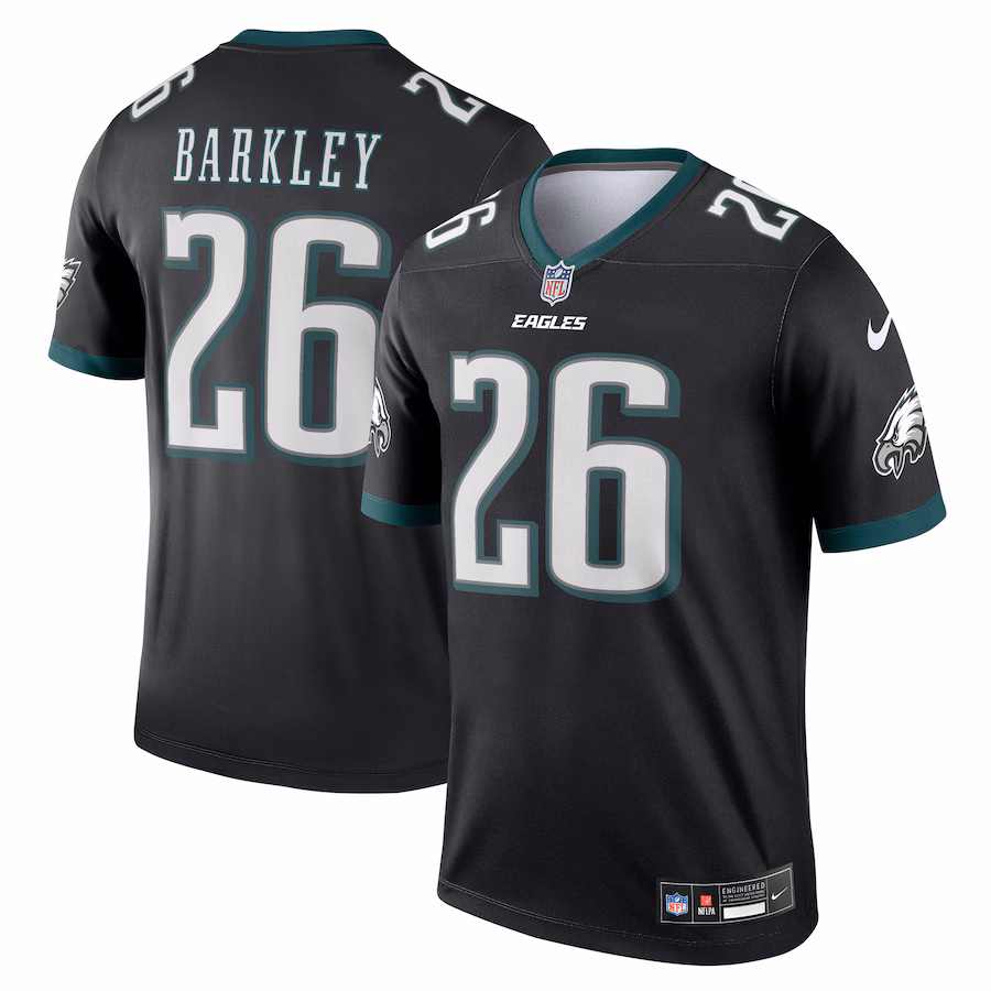 Men's Philadelphia Eagles Saquon Barkley Nike Black Legend Player Performance Top - Jersey