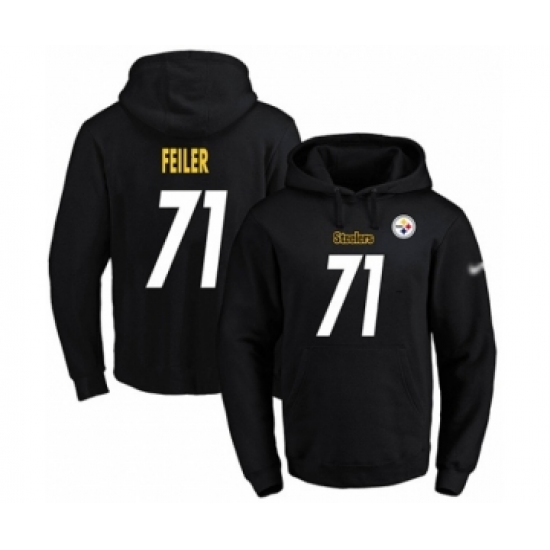 Football Men's Pittsburgh Steelers #71 Matt Feiler Black Name & Number Pullover Hoodie - Jersey