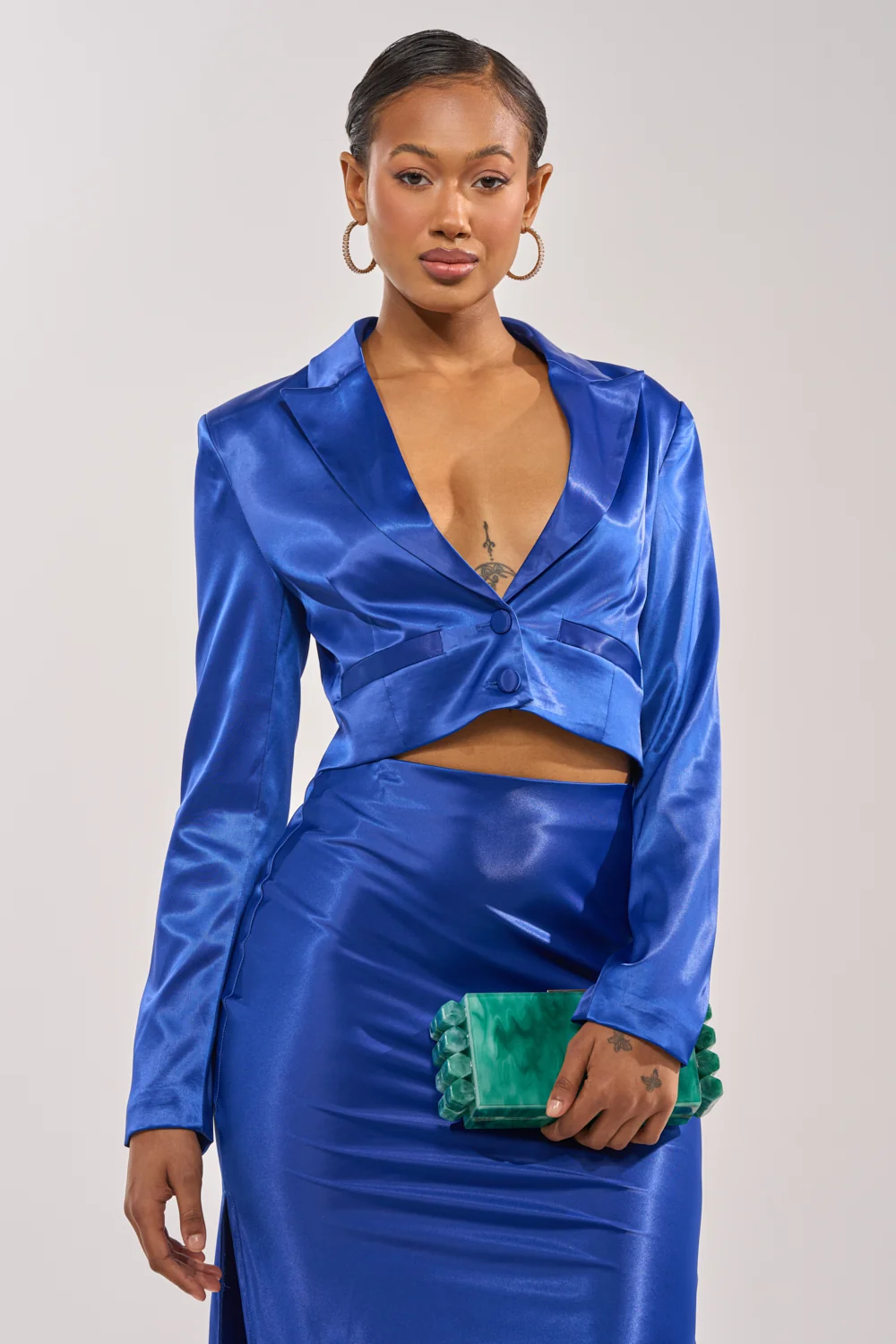 IN THE CLOUDS SATIN BLAZER - Akira Wear