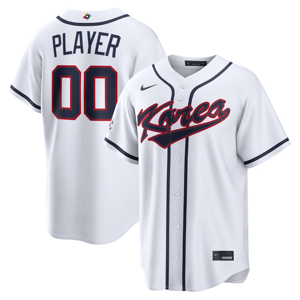 Men's Korea Baseball Nike White 2026 World Baseball Classic Home Pick-A-Player Jersey - Jersey