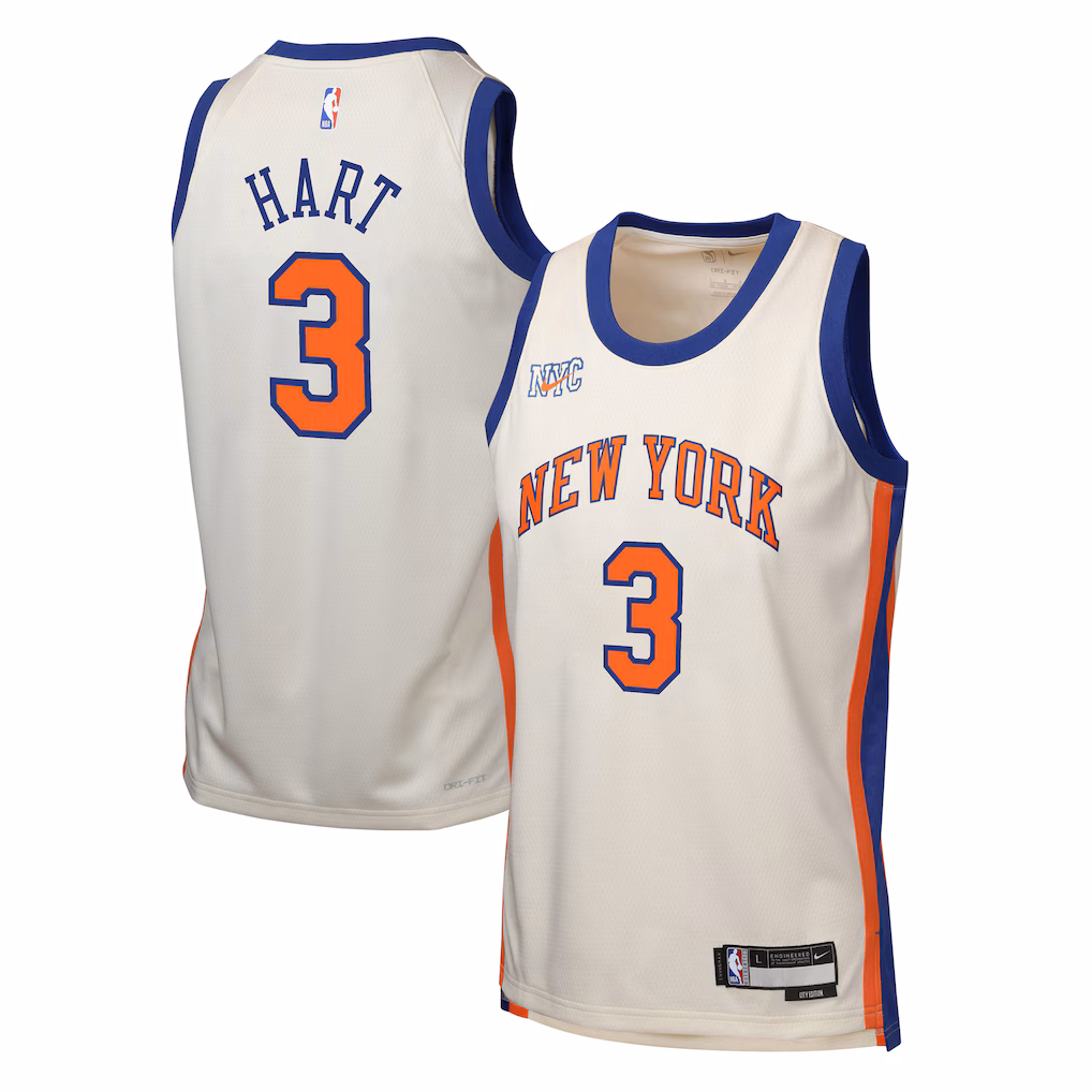 Youth New York Knicks Josh Hart Nike Cream 2025/26 City Edition Swingman Jersey - Jersey