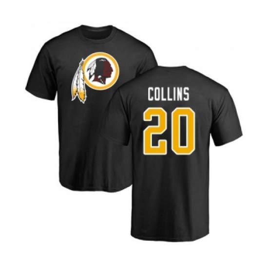 Football Washington Redskins #20 Landon Collins Black Name & Number Logo T-Shirt - Jersey