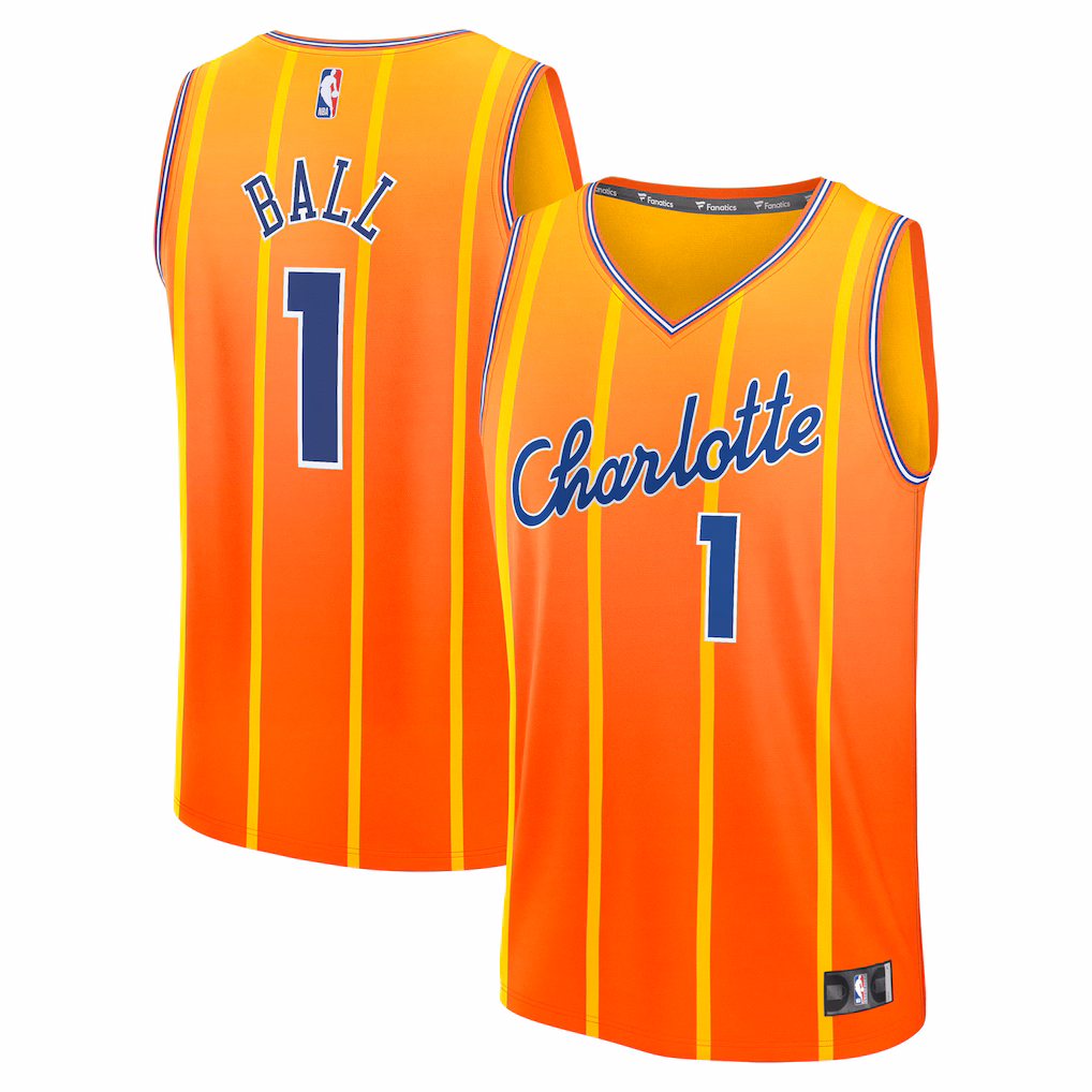 Men's Charlotte Hornets LaMelo Ball Fanatics Orange 2025/26 City Edition Fast Break Jersey - Jersey