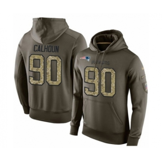 Football New England Patriots #90 Shilique Calhoun Green Salute To Service Men's Pullover Hoodie - Jersey