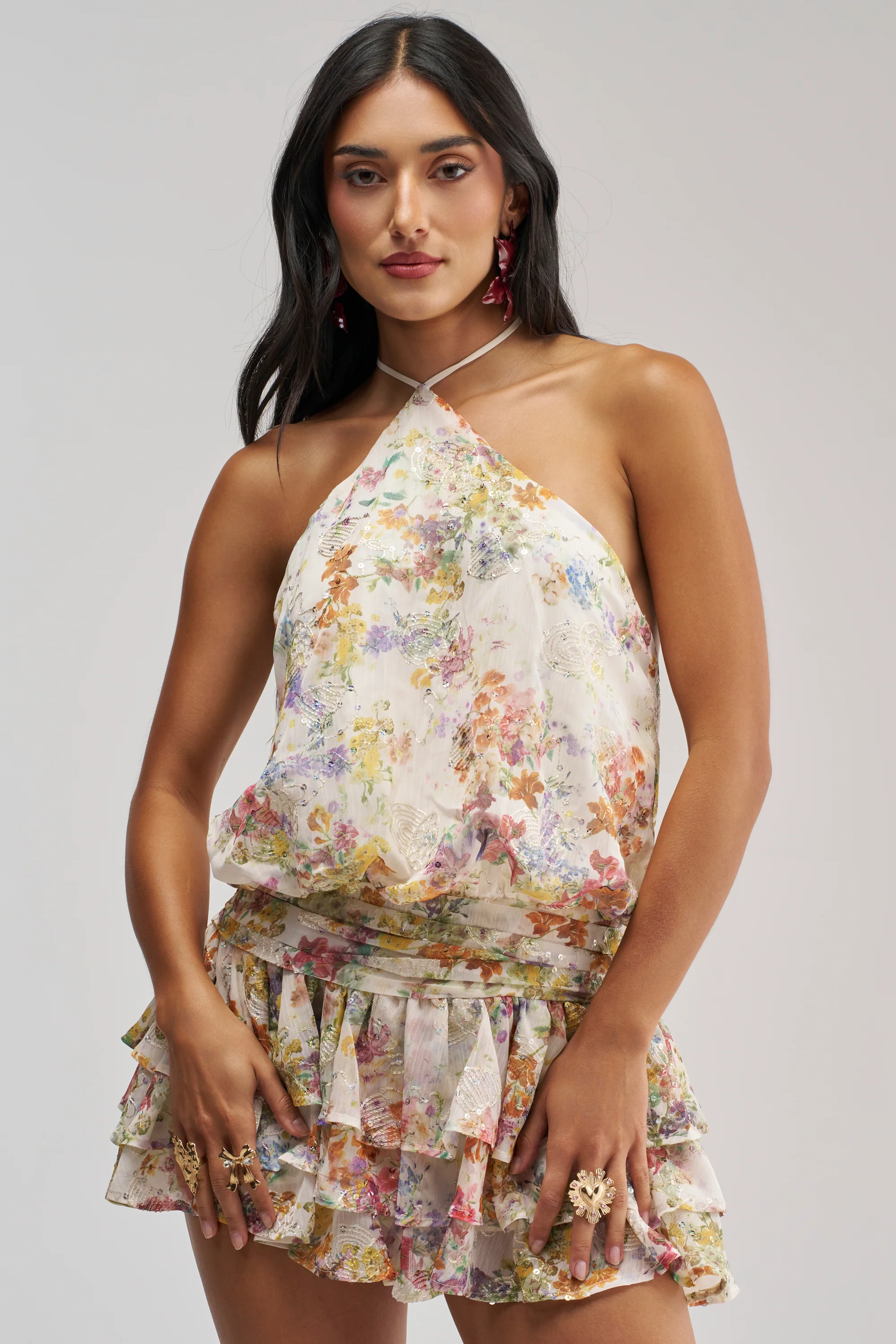 GARDEN PARTY MINI DRESS IN WHITE FLORAL - Akira Wear