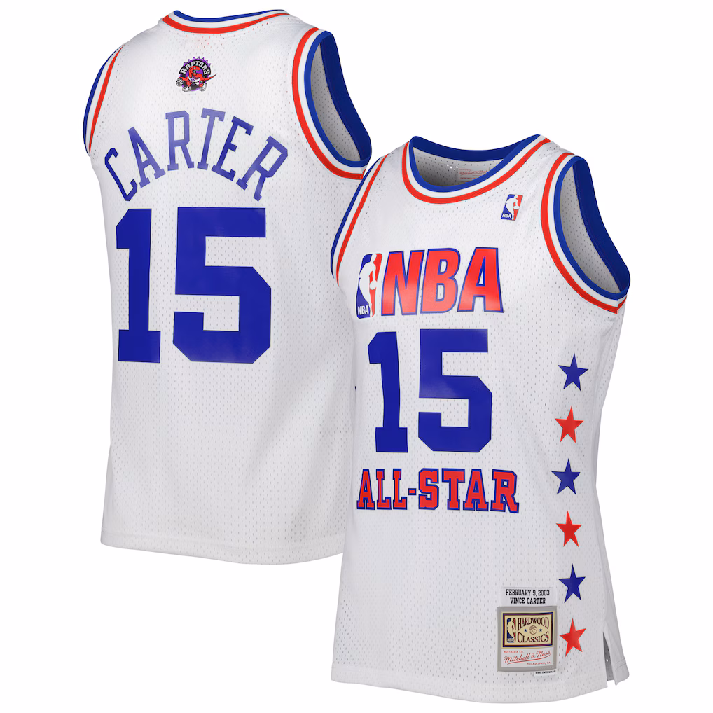 Men's Eastern Conference Vince Carter Mitchell & Ness White 2003 All Star Game Swingman Jersey - Jersey