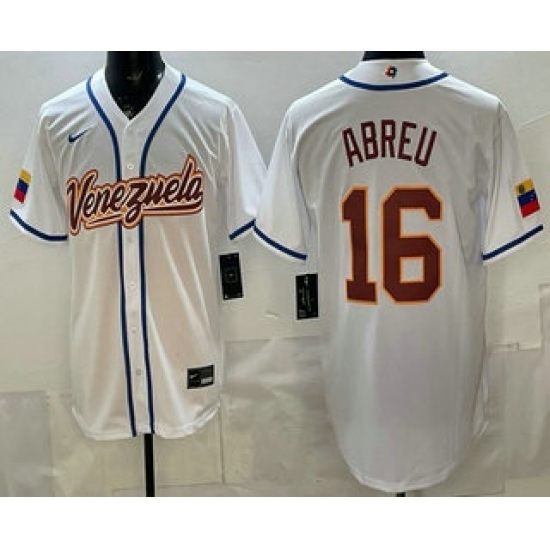 Men's Venezuela #16 Wilyer Abreu White 2026 World Baseball Classic Cool Base Jersey - Jersey