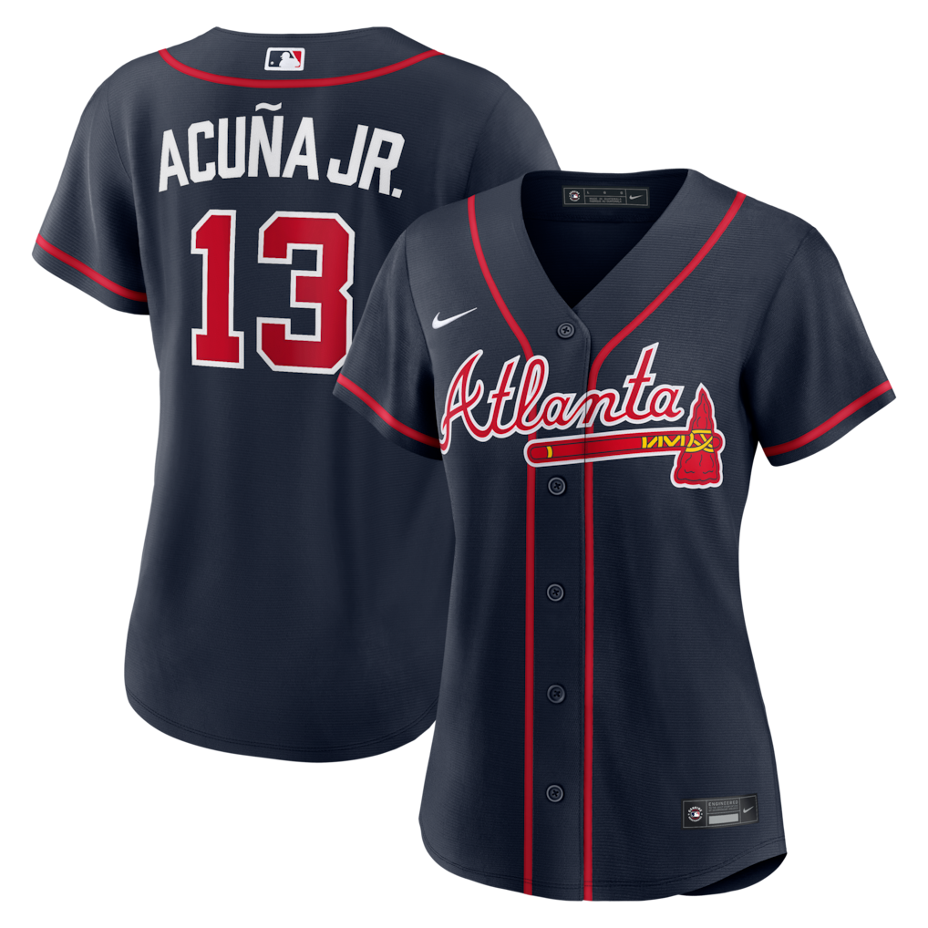 Women's Atlanta Braves Ronald Acuña Jr. Nike Navy Alternate Replica Jersey - Jersey