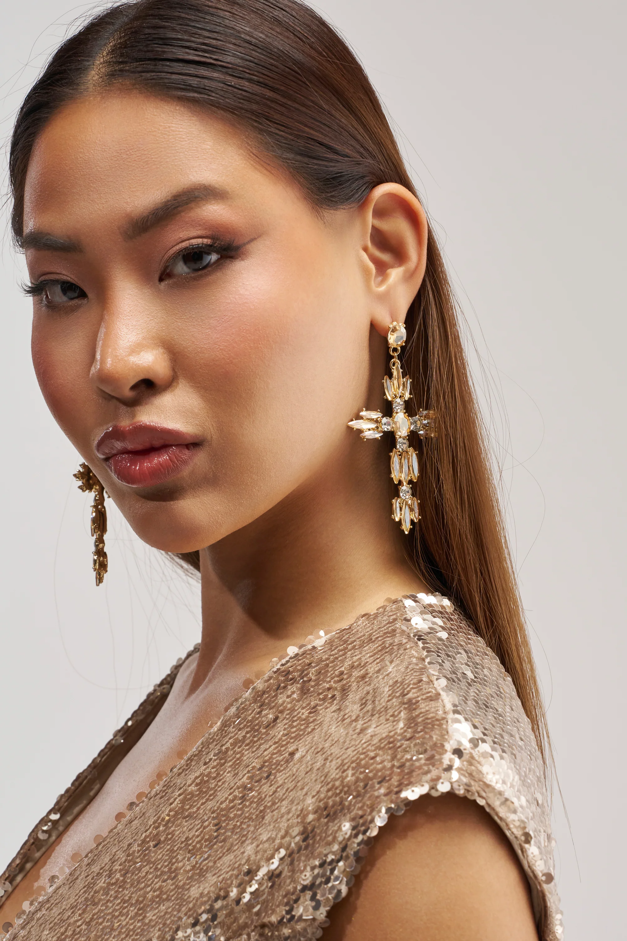 GOLD RUSH CROSS EARRINGS - Akira Wear