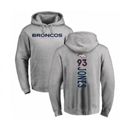 Football Denver Broncos #93 Dre'Mont Jones Ash Backer Pullover Hoodie - Jersey