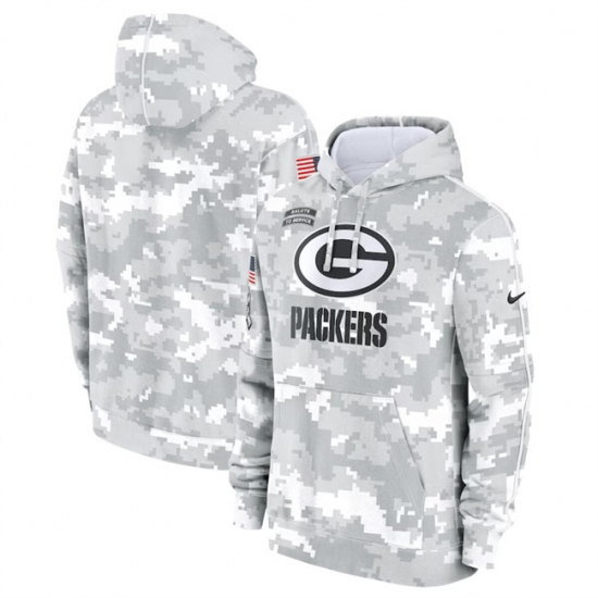 Men's Green Bay Packers 2024 Arctic Camo Salute To Service Club Fleece Pullover Hoodie - Jersey