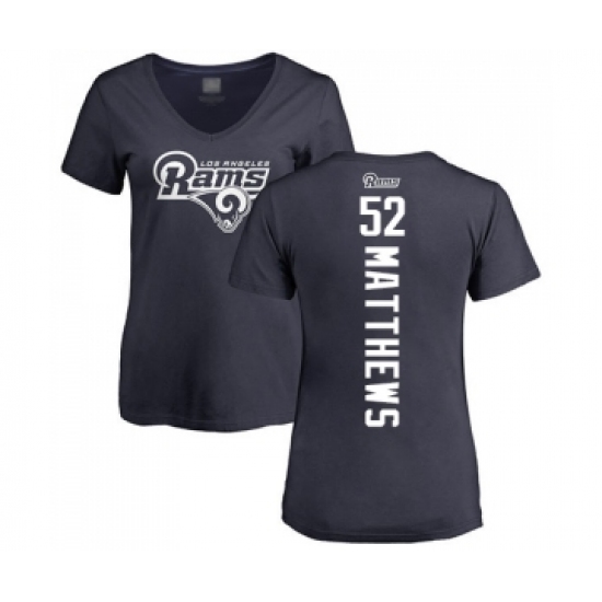 Football Women's Los Angeles Rams #52 Clay Matthews Navy Blue Backer T-Shirt - Jersey
