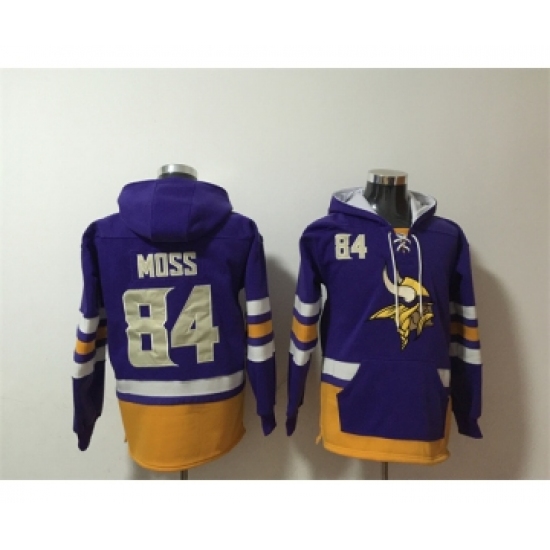 Men's Minnesota Vikings #84 Randy Moss Purple Ageless Must-Have Lace-Up Pullover Hoodie - Jersey