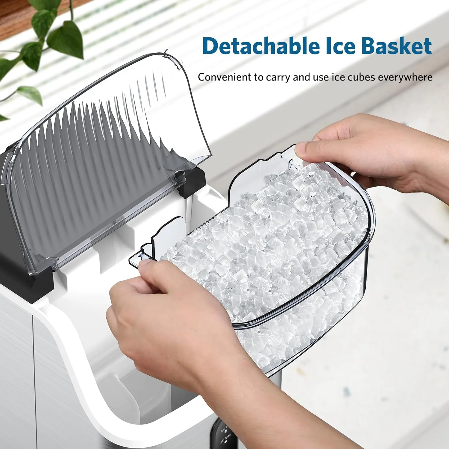 Havato Nugget Ice Makers Countertop ,35Lbs/Day, Portable Ice Machine Soft Chewable Pellet Ice with Auto-Cleaning Function for Kitchen, Office, Home,Silver