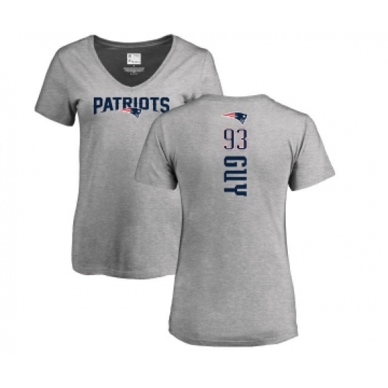 Football Women's New England Patriots #93 Lawrence Guy Ash Backer V-Neck T-Shirt - Jersey