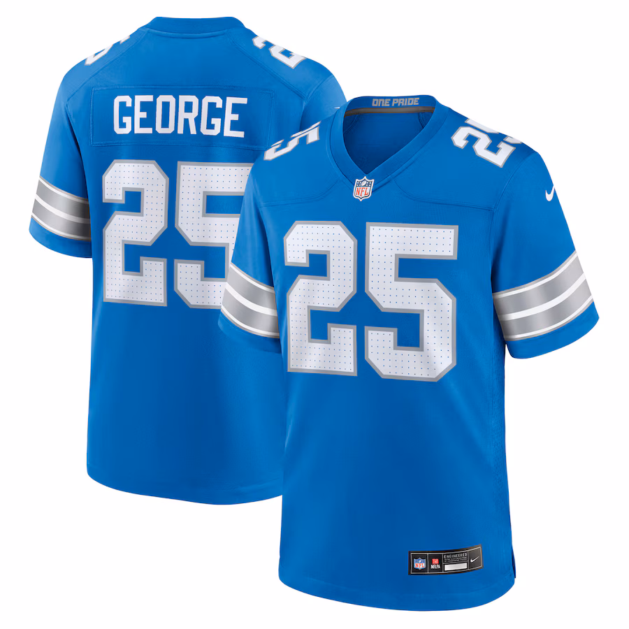 Men's Detroit Lions Allan George Nike Blue Team Game Jersey - Jersey