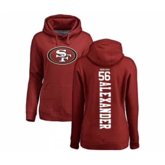 Football Women's San Francisco 49ers #56 Kwon Alexander Red Name & Number Logo Pullover Hoodie - Jersey