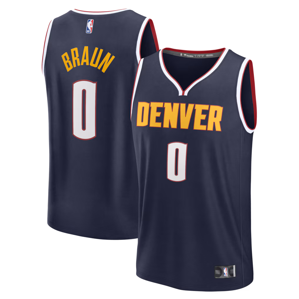 Men's Denver Nuggets Christian Braun Fanatics Navy Fast Break Replica Jersey - Icon Edition - Jersey