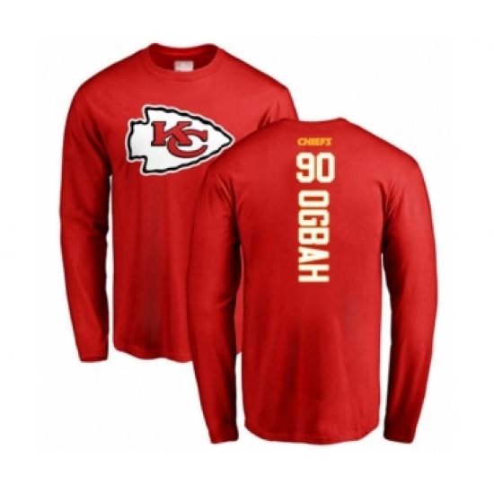 Football Kansas City Chiefs #90 Emmanuel Ogbah Red Backer Long Sleeve T-Shirt - Jersey