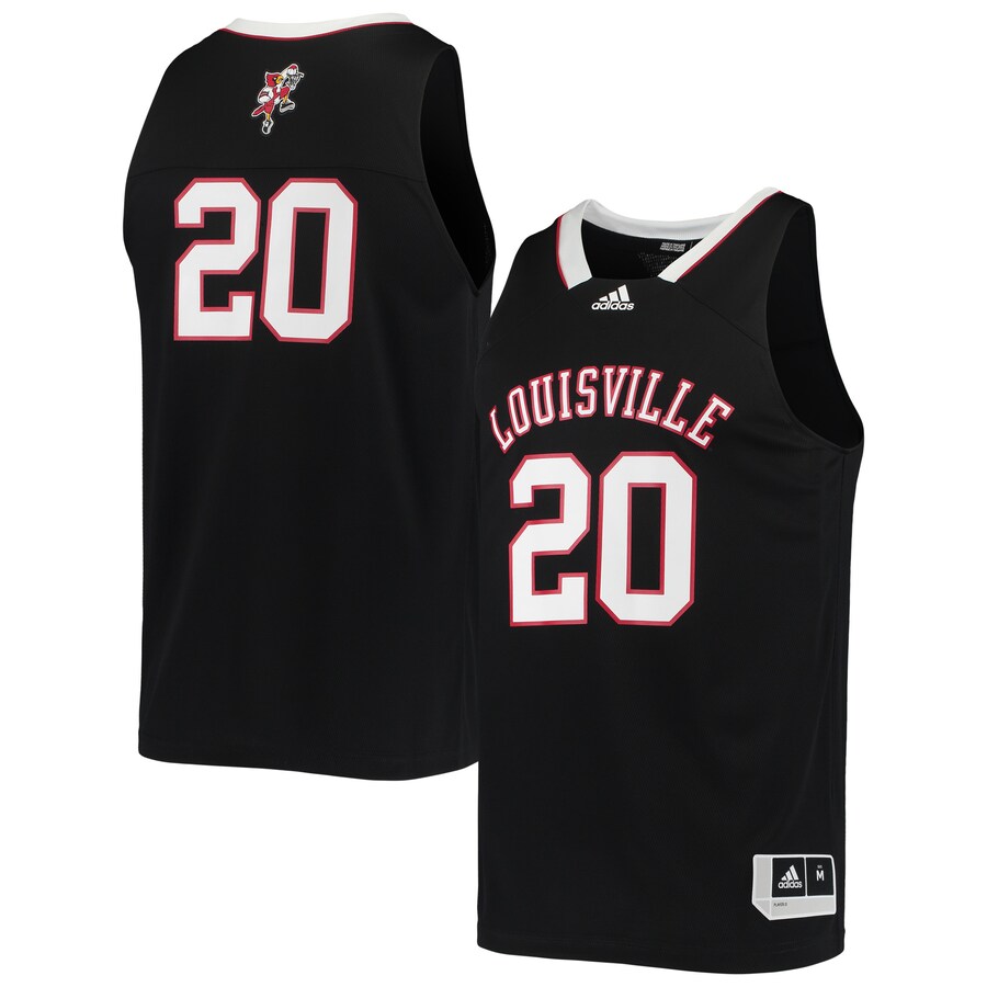 Men's adidas #20 Black Louisville Cardinals Reverse Retro Jersey - Jersey