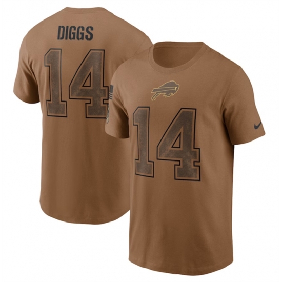 Men's Buffalo Bills #14 Stefon Diggs 2023 Brown Salute To Service T Shirt - Jersey
