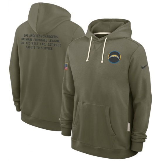 Men's Los Angeles Chargers Olive 2025 Salute to Service Pullover Hoodie - Jersey