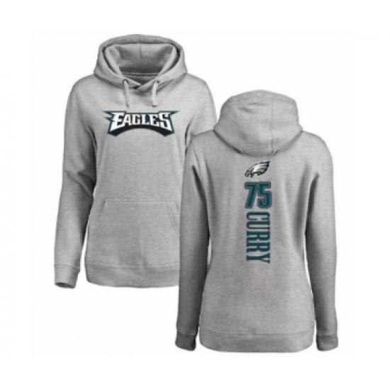 Women's Philadelphia Eagles #75 Vinny Curry Ash Backer Pullover Hoodie - Jersey