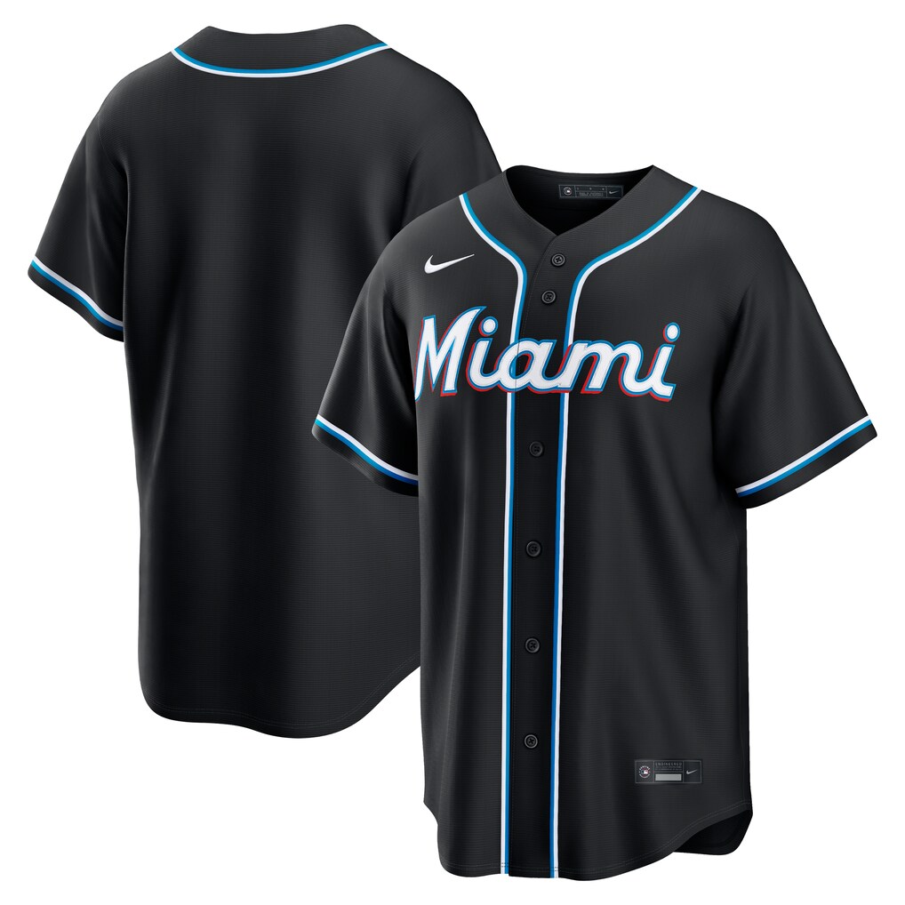 Men's Miami Marlins Nike Fashion Replica Black Out Jersey - Jersey