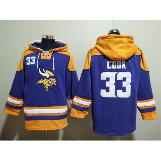Men's Minnesota Vikings #33 Dalvin Cook Purple Yellow Ageless Must-Have Lace-Up Pullover Hoodie - Jersey