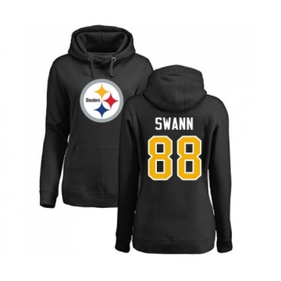 Football Women's Pittsburgh Steelers #88 Lynn Swann Black Name & Number Logo Pullover Hoodie - Jersey