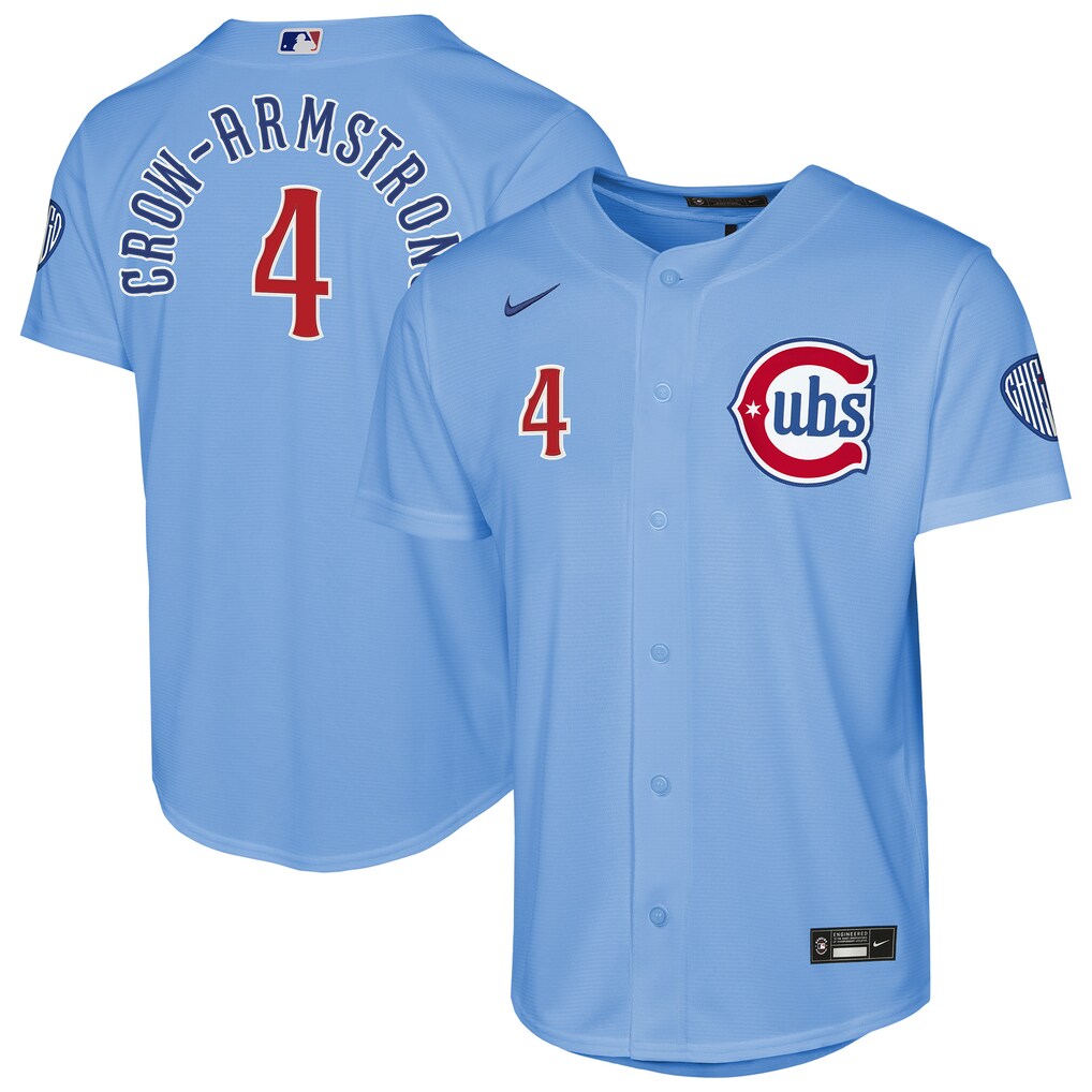 Youth Chicago Cubs Pete Crow-Armstrong Nike Light Blue Alternate 2 Stadium Jersey - Jersey