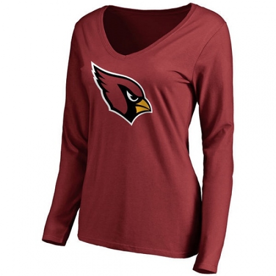 NFL Women Arizona Cardinals Pro Line Maroon Primary Team Logo Slim Fit Long Sleeve T-Shirt - Jersey