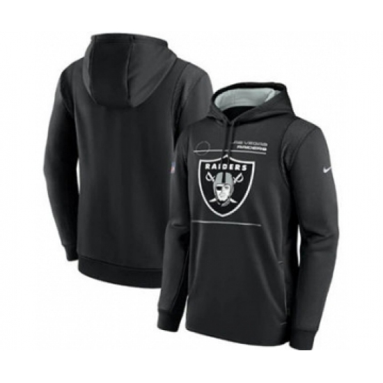 Men's Las Vegas Raiders 2021 Black Sideline Logo Performance Pullover Hoodie - Jersey