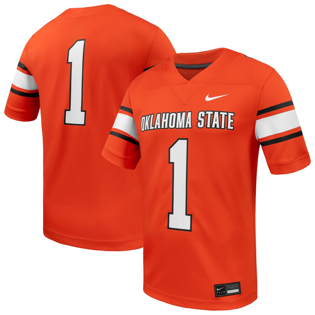 Men's Nike #1 Orange Oklahoma State Cowboys Game Football Jersey - Jersey