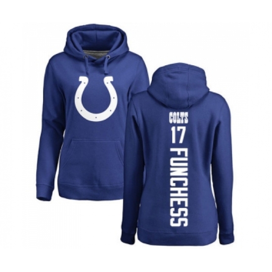 Football Women's Indianapolis Colts #17 Devin Funchess Royal Blue Backer Pullover Hoodie - Jersey