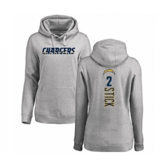 Football Women's Los Angeles Chargers #2 Easton Stick Ash Backer Pullover Hoodie - Jersey