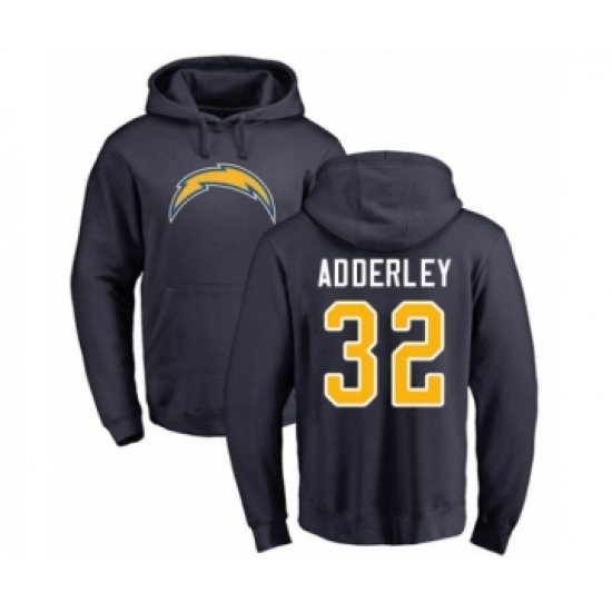 Football Los Angeles Chargers #32 Nasir Adderley Navy Blue Name & Number Logo Pullover Hoodie - Jersey