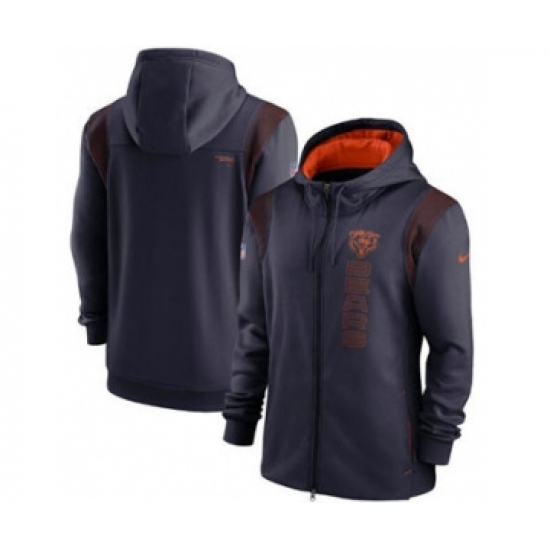 Men's Chicago Bears 2021 Navy Sideline Team Performance Full-Zip Hoodie - Jersey