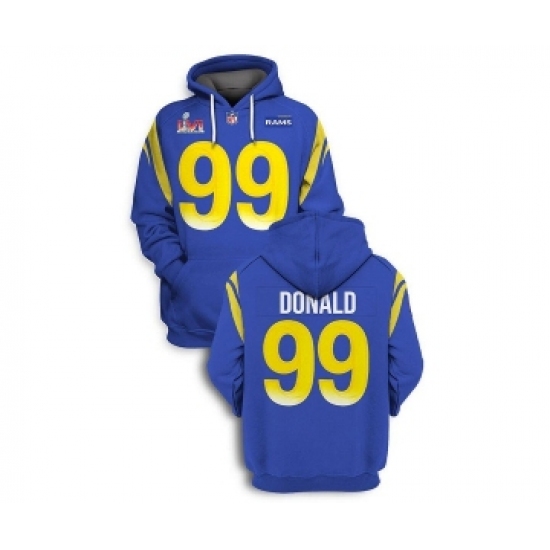 Men's Los Angeles Rams #99 Aaron Donald 2022 Royal Super Bowl LVI Pullover Hoodie - Jersey