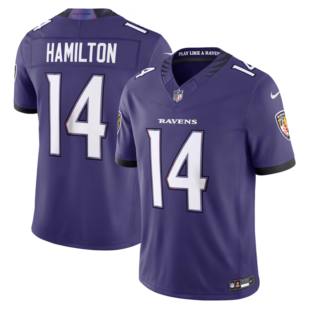 Men's Baltimore Ravens Kyle Hamilton Nike Purple Vapor F.U.S.E. Sewn Down Limited Jersey - Jersey