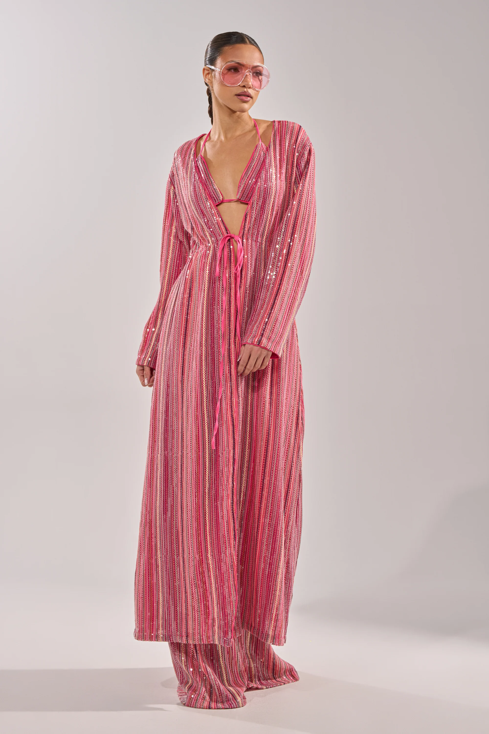 TAYLOR SEQUIN FRONT TIE DUSTER - Akira Wear