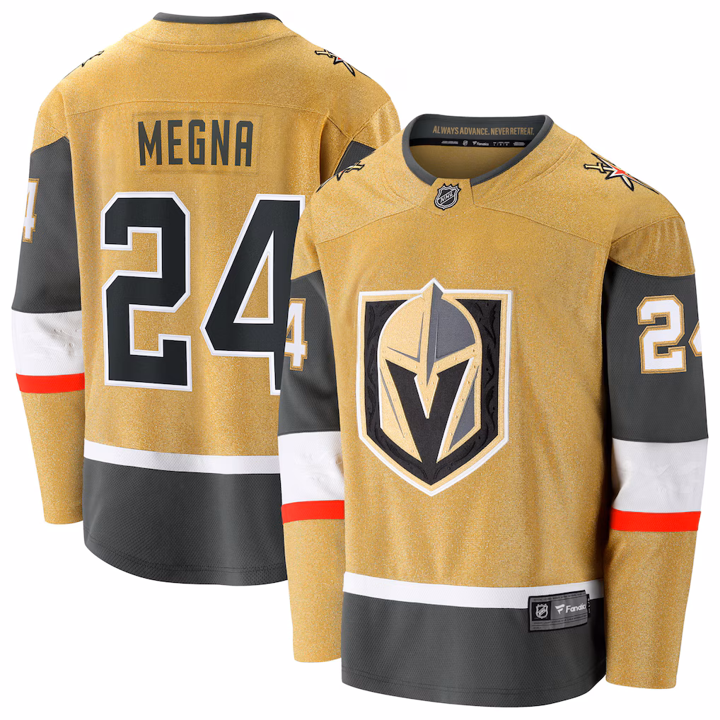 Men's Vegas Golden Knights Jaycob Megna Fanatics Gold Home Breakaway Jersey - Jersey