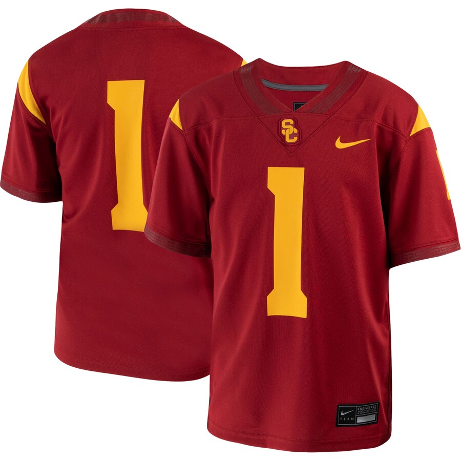 Youth Nike #1 Crimson USC Trojans 1st Armored Division Old Ironsides Untouchable Football Jersey - Jersey