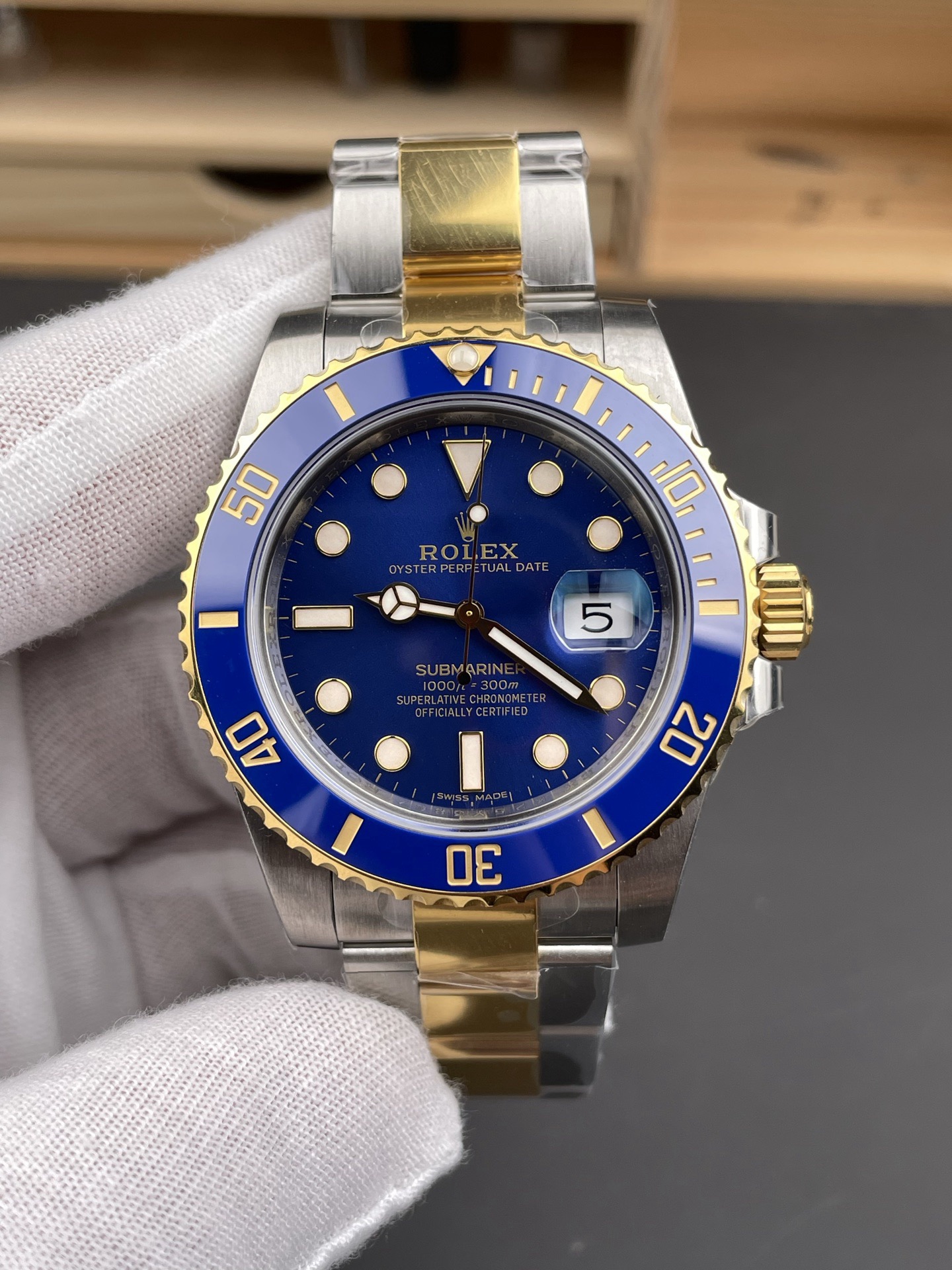 No.9 Rolex Submariner Two‑Tone Blue Dial Automatic Mechanical Men's Watch