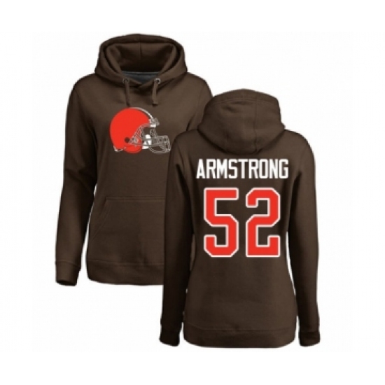 Football Women's Cleveland Browns #52 Ray-Ray Armstrong Brown Name & Number Logo Pullover Hoodie - Jersey