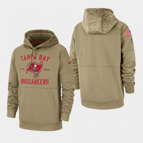 Men's Tampa Bay Buccaneers Tan 2019 Salute to Service Sideline Therma Pullover Hoodie - Jersey