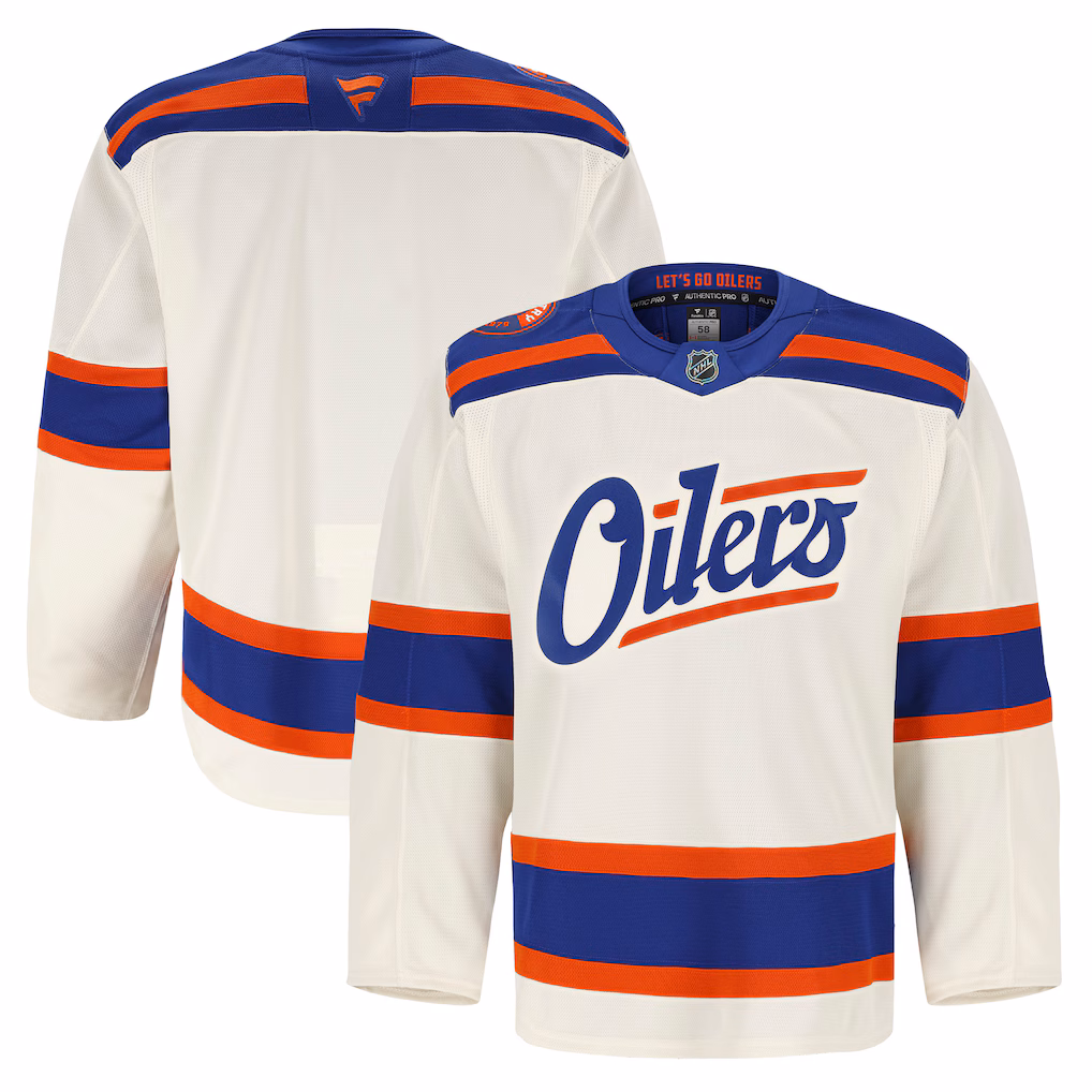 Men's Edmonton Oilers Fanatics Light Beige Alternate Authentic Pro Jersey - Jersey